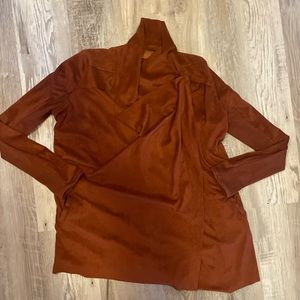 BlankNYC Faux Suede Cloud Nine Shawl Jacket Size XS Burnt Orange